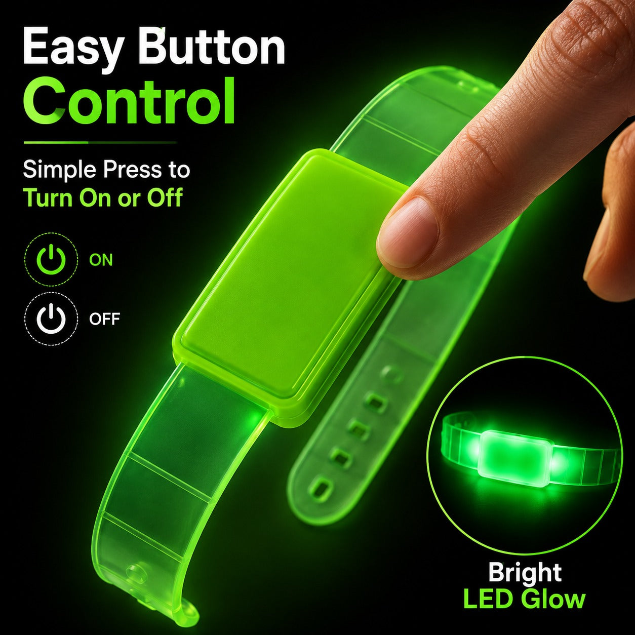 LED Translucent Assorted Neon Color Wrist Band for Kids