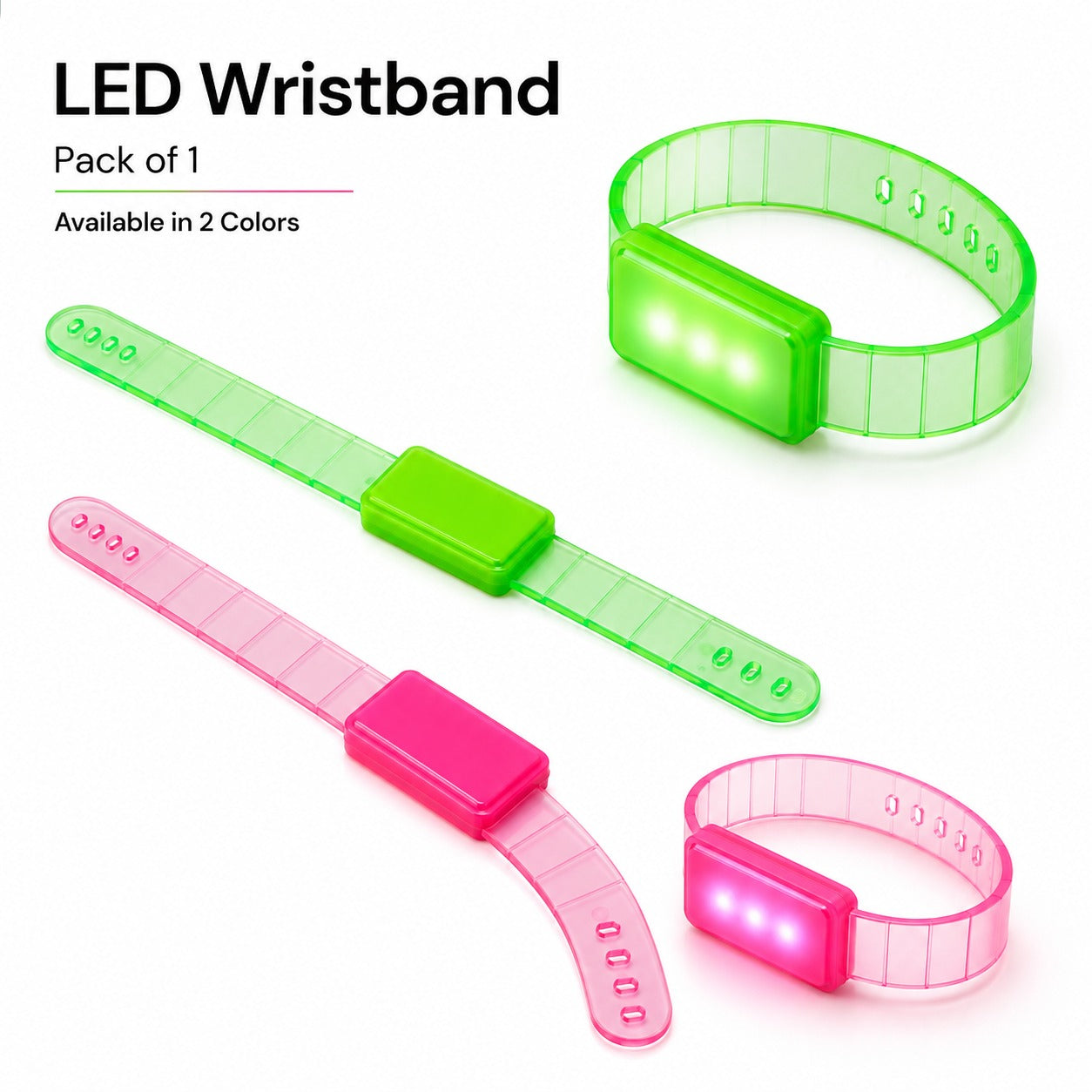LED Translucent Assorted Neon Color Wrist Band for Kids