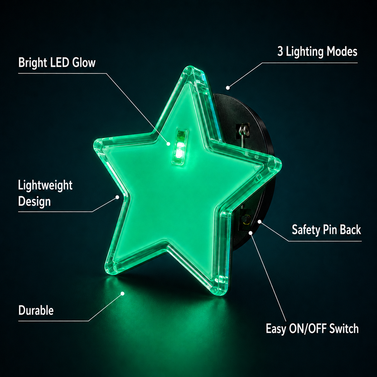 Customized LED Star Shaped Badges Blue/Green