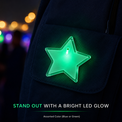 Customized LED Star Shaped Badges Blue/Green