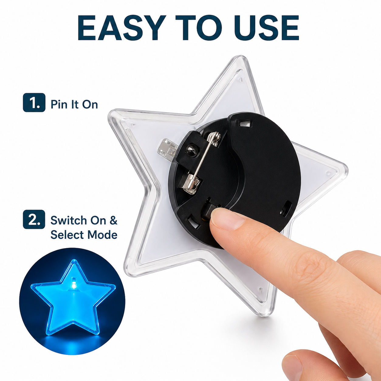 Customized LED Star Shaped Badges Blue/Green