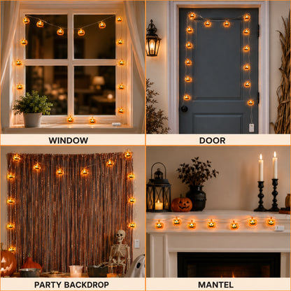 Pumpkin Shaped LED String Lights - 6FT