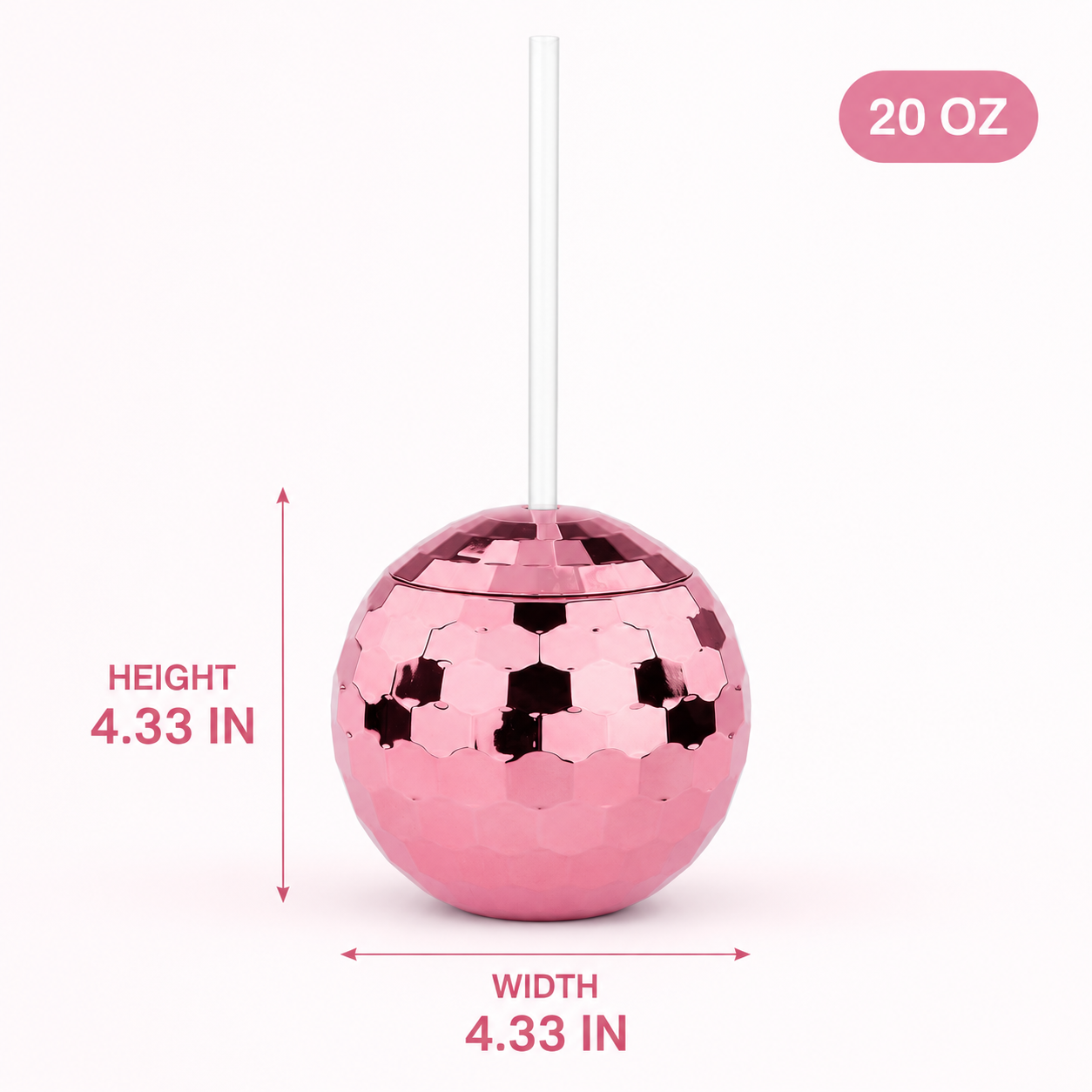 Disco Ball Cocktail Drinking Cups Pink - 1PC