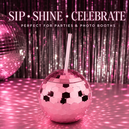 Disco Ball Cocktail Drinking Cups Pink - 1PC