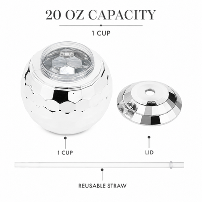 Disco Ball Cocktail Drinking Cups Silver - 1PC