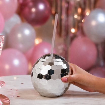 Disco Ball Cocktail Drinking Cups Silver - 1PC