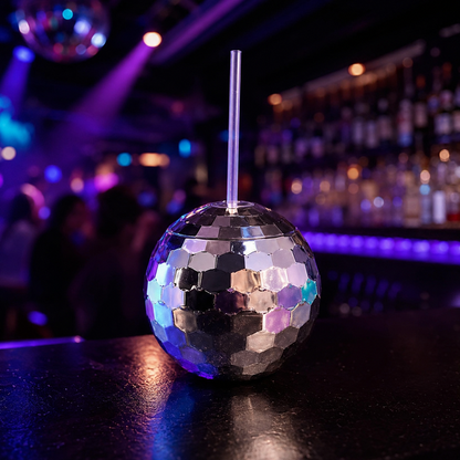 Disco Ball Cocktail Drinking Cups Silver - 1PC