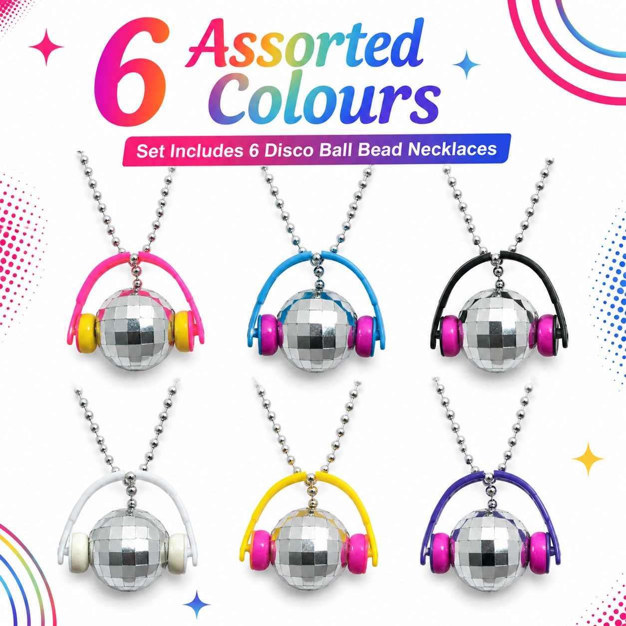 Disco Ball Necklace - 6PC