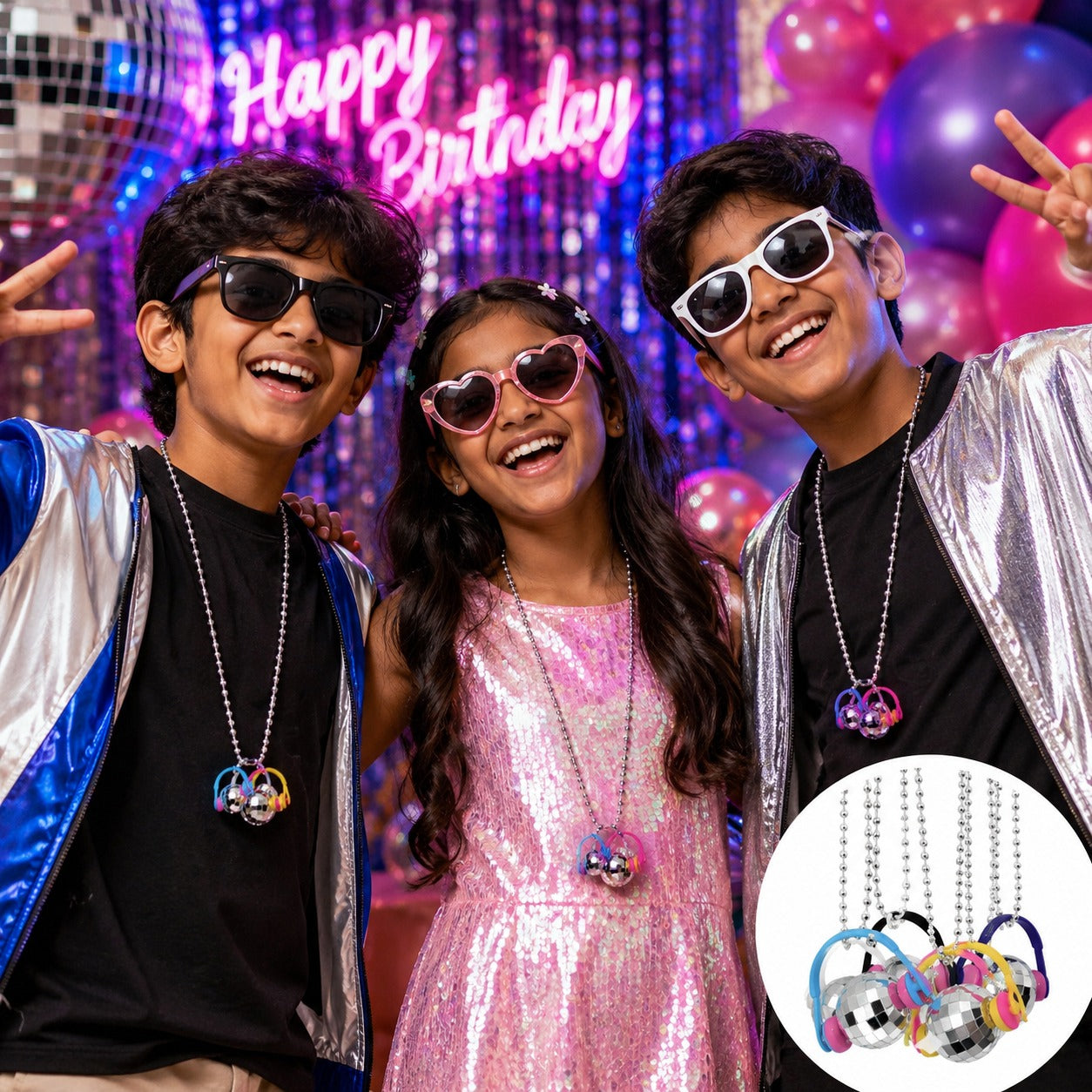 Disco Ball Necklace - 6PC