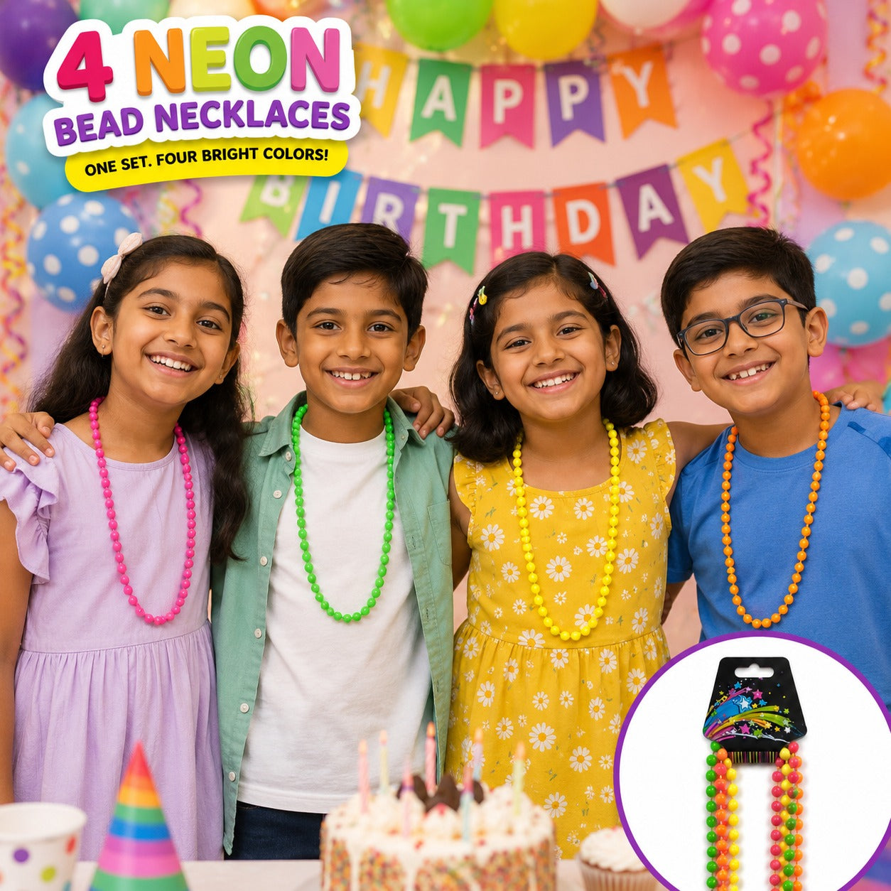 Neon Necklace - 4PC Set