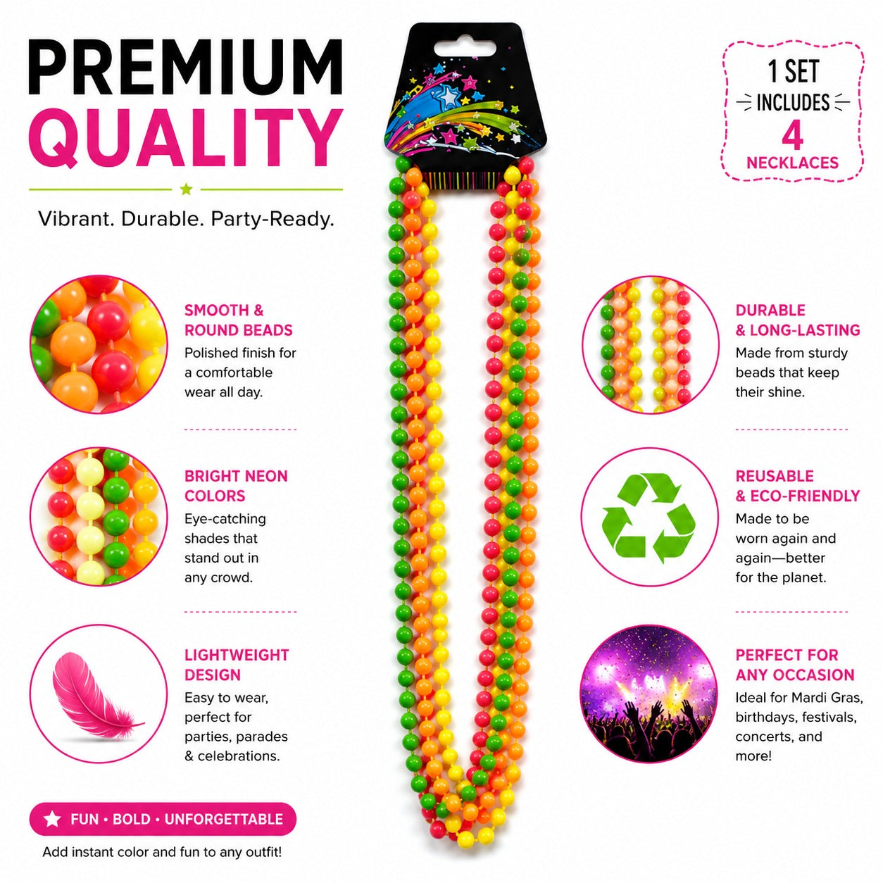 Neon Necklace - 4PC Set