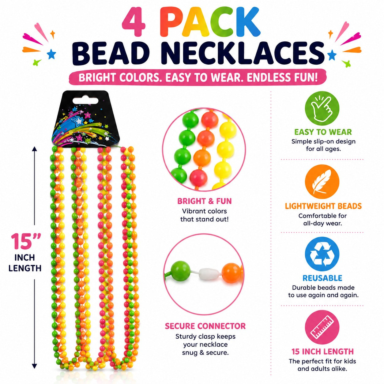 Neon Necklace - 4PC Set