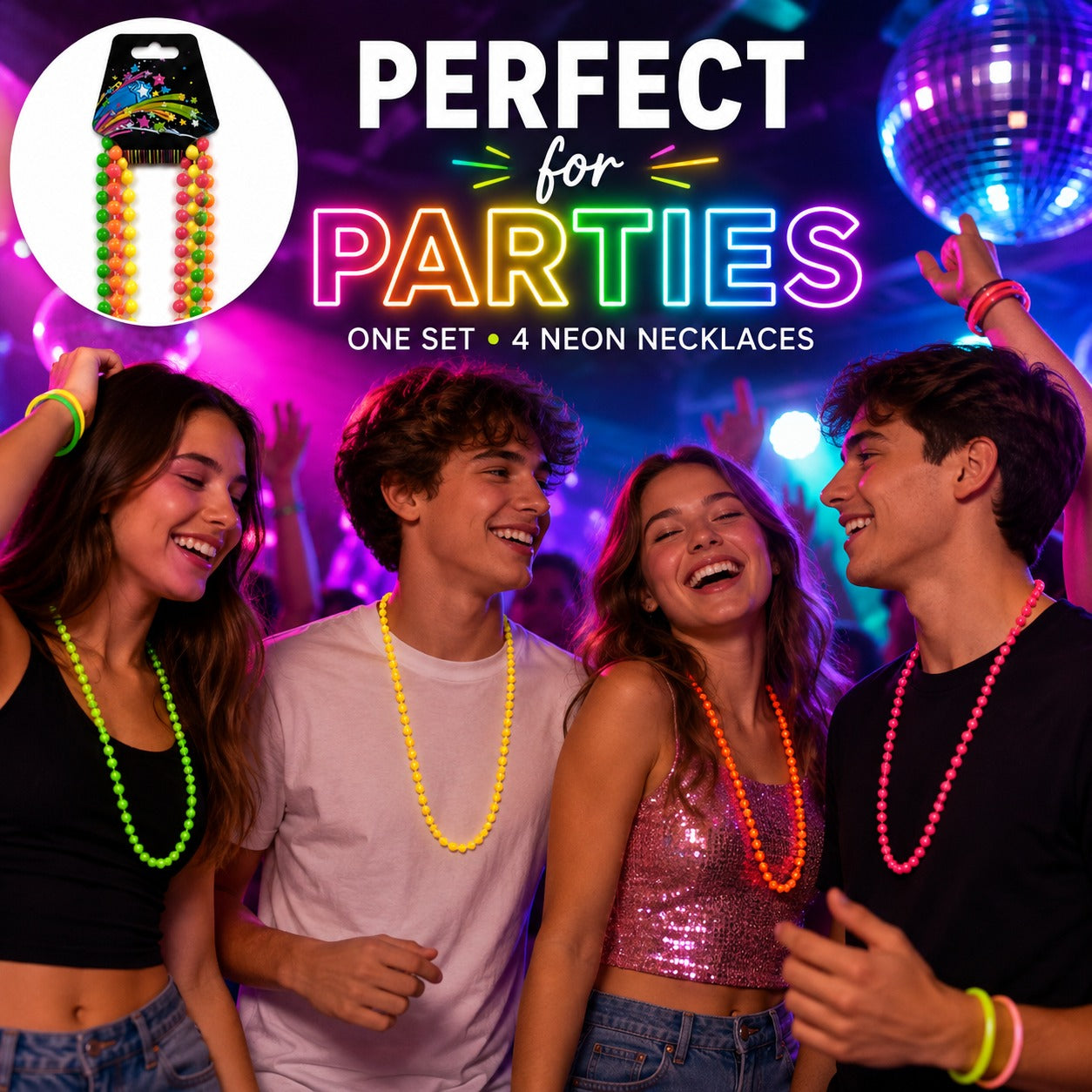Neon Necklace - 4PC Set