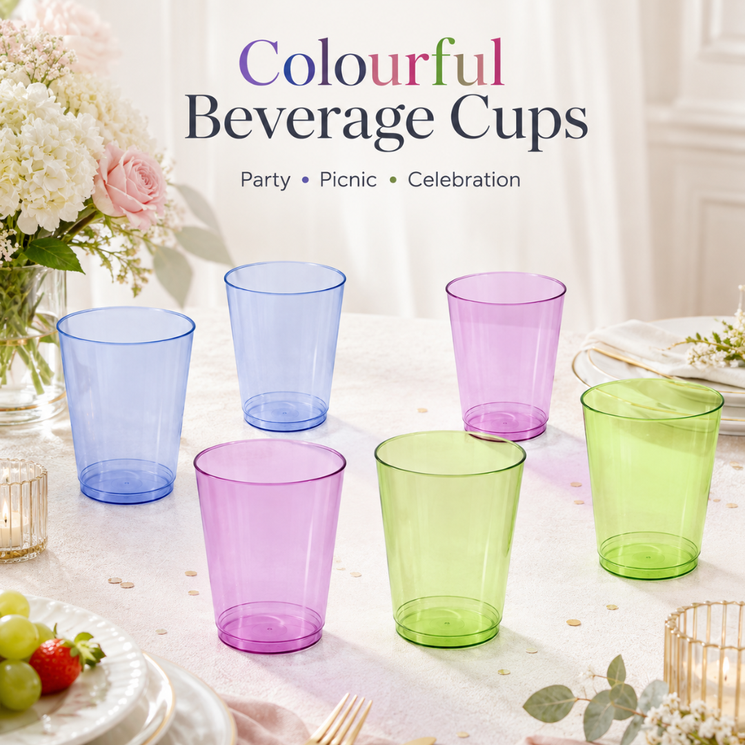 Neon Plastic Multicolor Reusable Cups - 6PC - 350ML