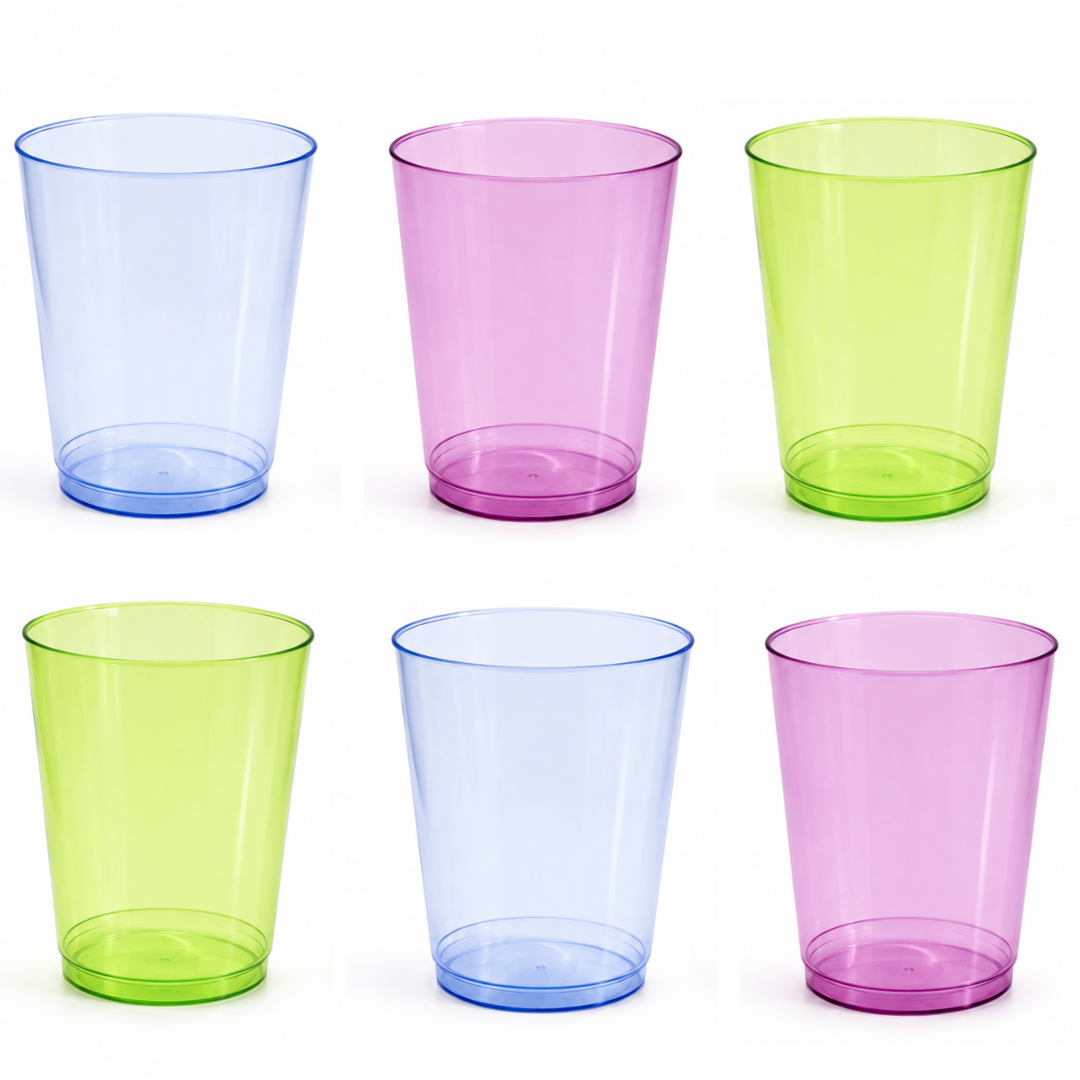 Neon Plastic Multicolor Reusable Cups - 6PC - 350ML