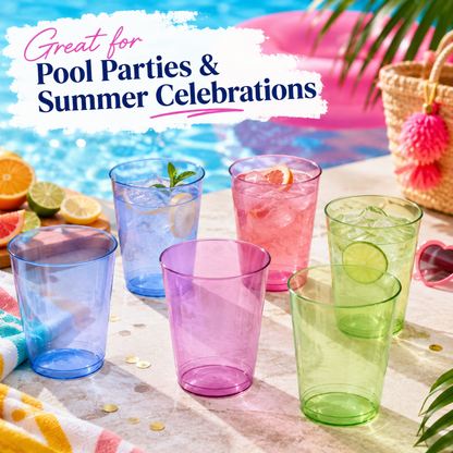 Neon Plastic Multicolor Reusable Cups - 6PC - 350ML
