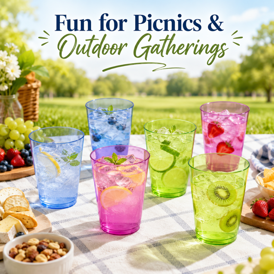 Neon Plastic Multicolor Reusable Cups - 6PC - 350ML