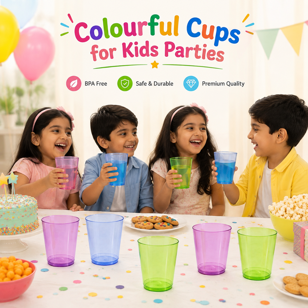 Neon Plastic Multicolor Reusable Cups - 6PC - 350ML