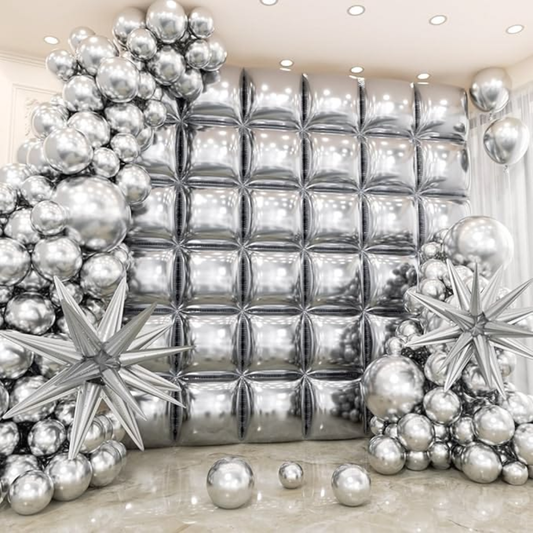 Wanna Party 4D Cube Foil Balloons for Backdrop Decoration - Pack of 25