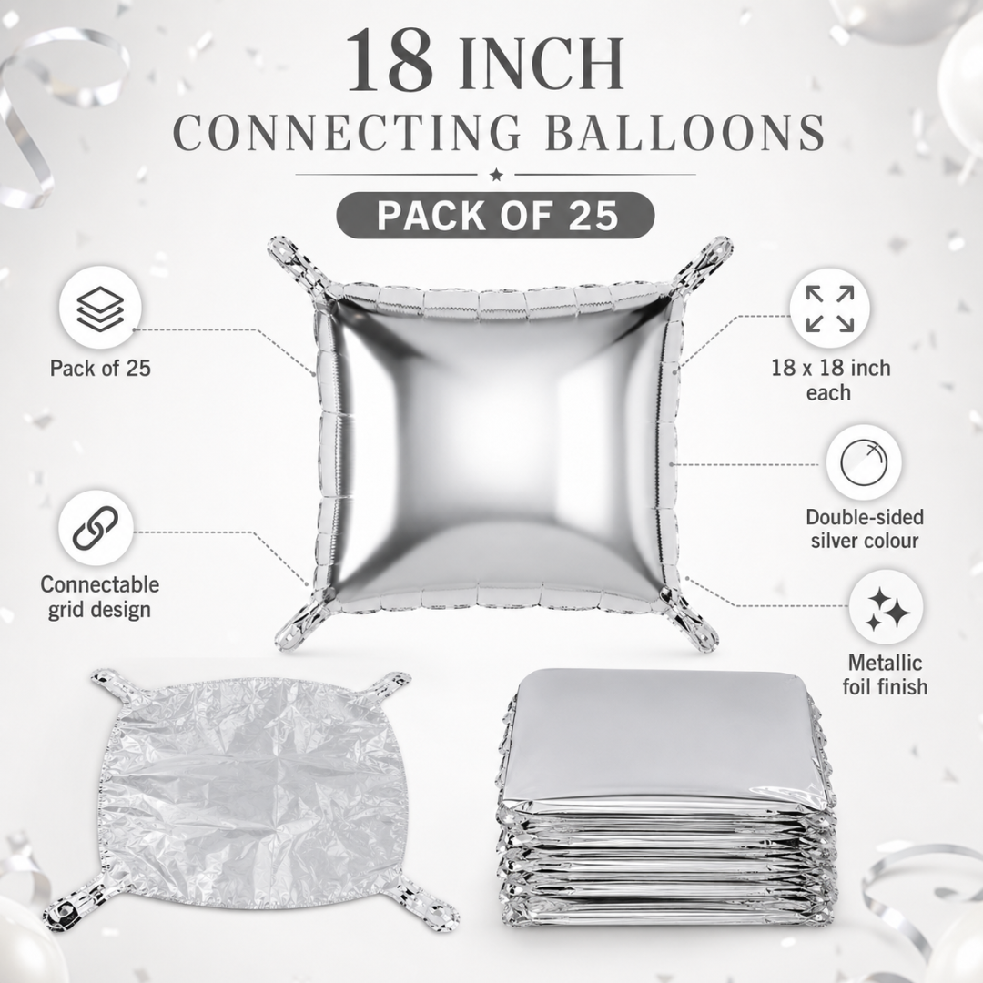 Wanna Party 4D Cube Foil Balloons for Backdrop Decoration - Pack of 25