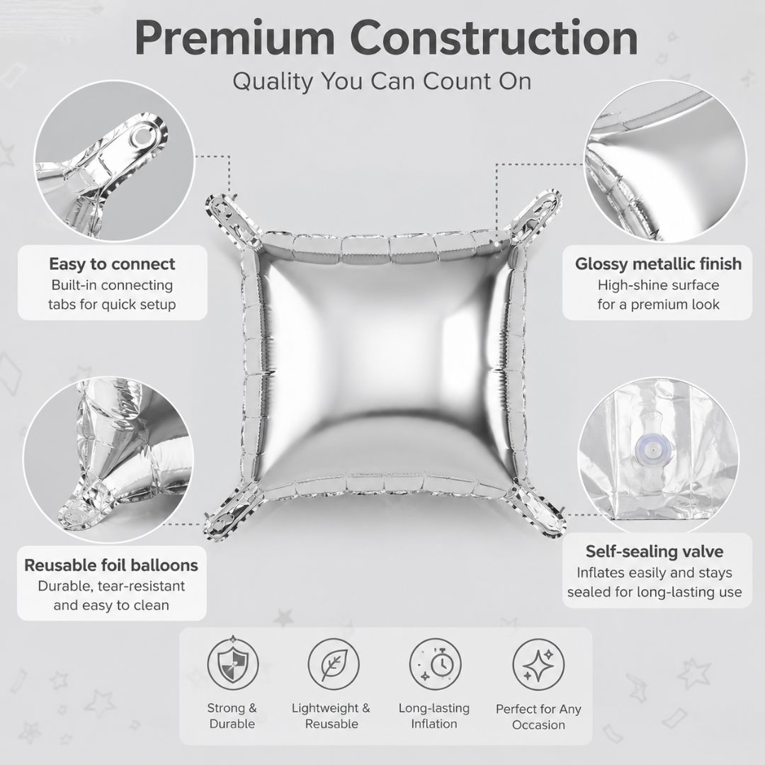 Wanna Party 4D Cube Foil Balloons for Backdrop Decoration - Pack of 25