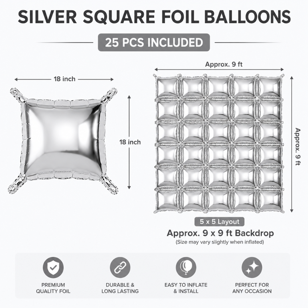 Wanna Party 4D Cube Foil Balloons for Backdrop Decoration - Pack of 25