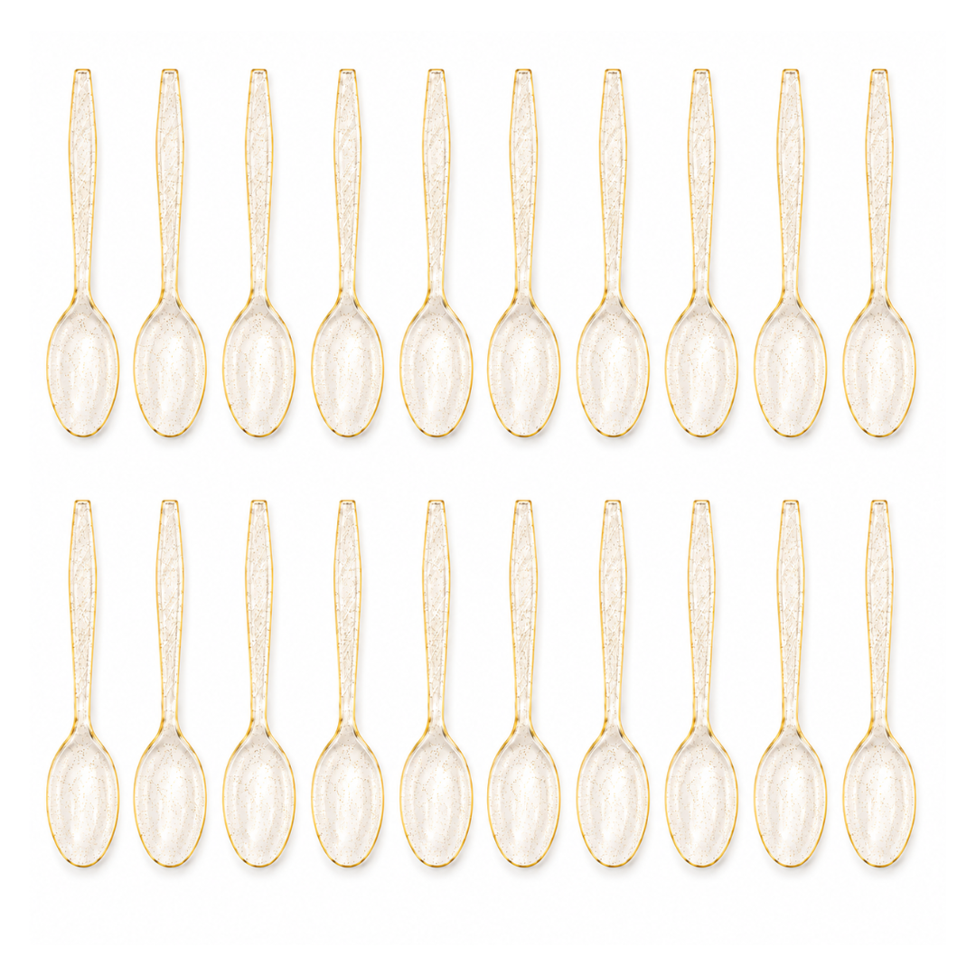 Gold Powder Plastic Spoons - 20PC