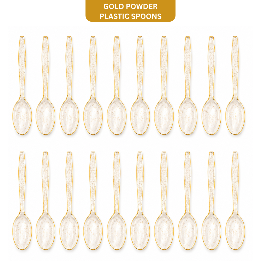 Gold Powder Plastic Spoons - 20PC