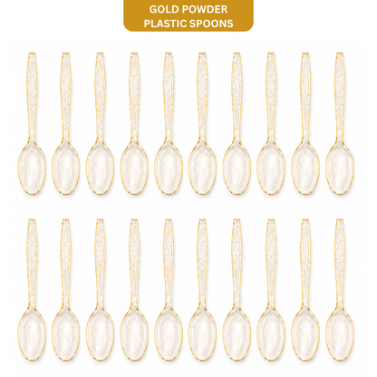Gold Powder Plastic Spoons - 20PC