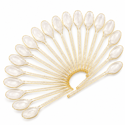 Gold Powder Plastic Spoons - 20PC