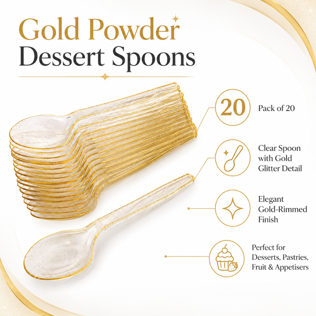 Gold Powder Plastic Spoons - 20PC