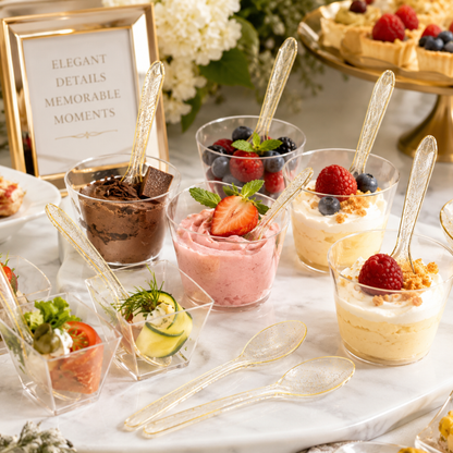 Gold Powder Plastic Spoons - 20PC