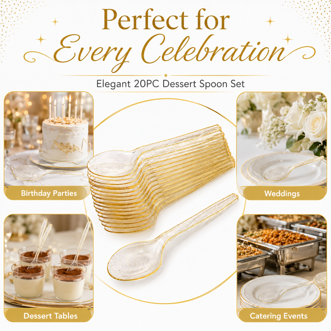 Gold Powder Plastic Spoons - 20PC