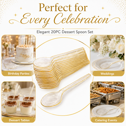 Gold Powder Plastic Spoons - 20PC