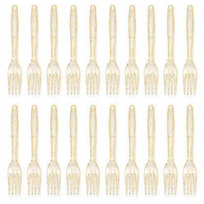 Gold Powder Plastic Forks - 20PC