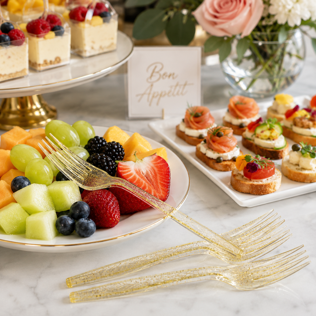 Gold Powder Plastic Forks - 20PC