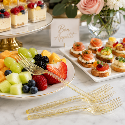 Gold Powder Plastic Forks - 20PC