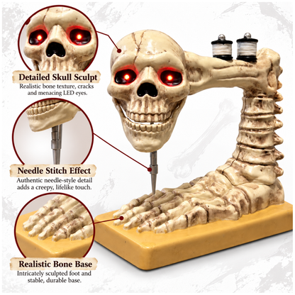 Skull Head Sewing Machine Halloween Prop with Light & Sound