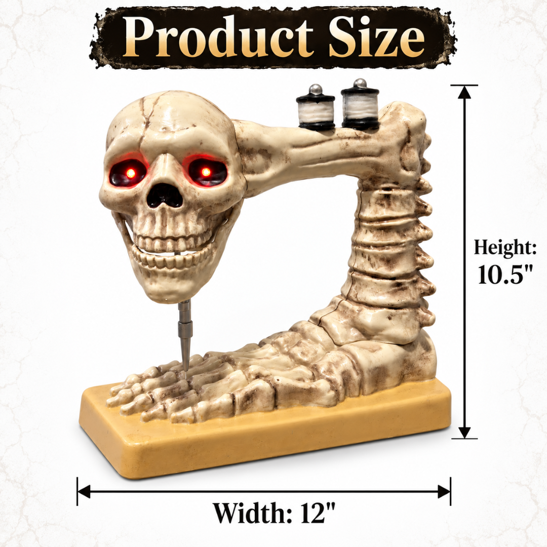 Skull Head Sewing Machine Halloween Prop with Light & Sound