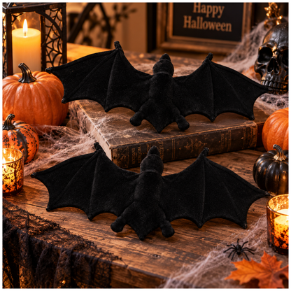 Fake Wild Black Bat Halloween Decorations - 2PC | Spooky Bat Props for Wall, Table & Haunted House Décor