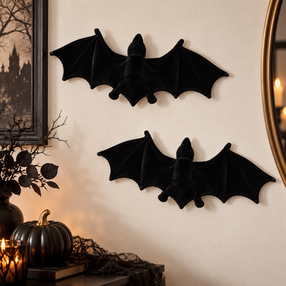 Fake Wild Black Bat Halloween Decorations - 2PC | Spooky Bat Props for Wall, Table & Haunted House Décor