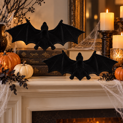 Fake Wild Black Bat Halloween Decorations - 2PC | Spooky Bat Props for Wall, Table & Haunted House Décor
