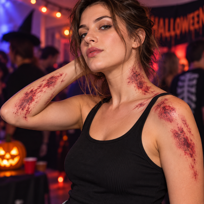 Bloody Face Scar Temporary Tattoo for Halloween Makeup & Costume