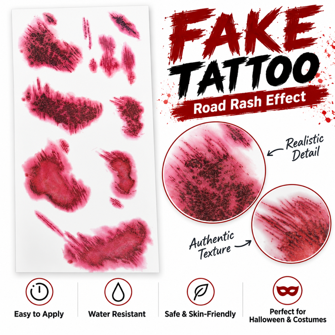 Bloody Face Scar Temporary Tattoo for Halloween Makeup & Costume