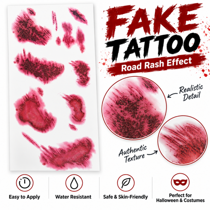 Bloody Face Scar Temporary Tattoo for Halloween Makeup & Costume