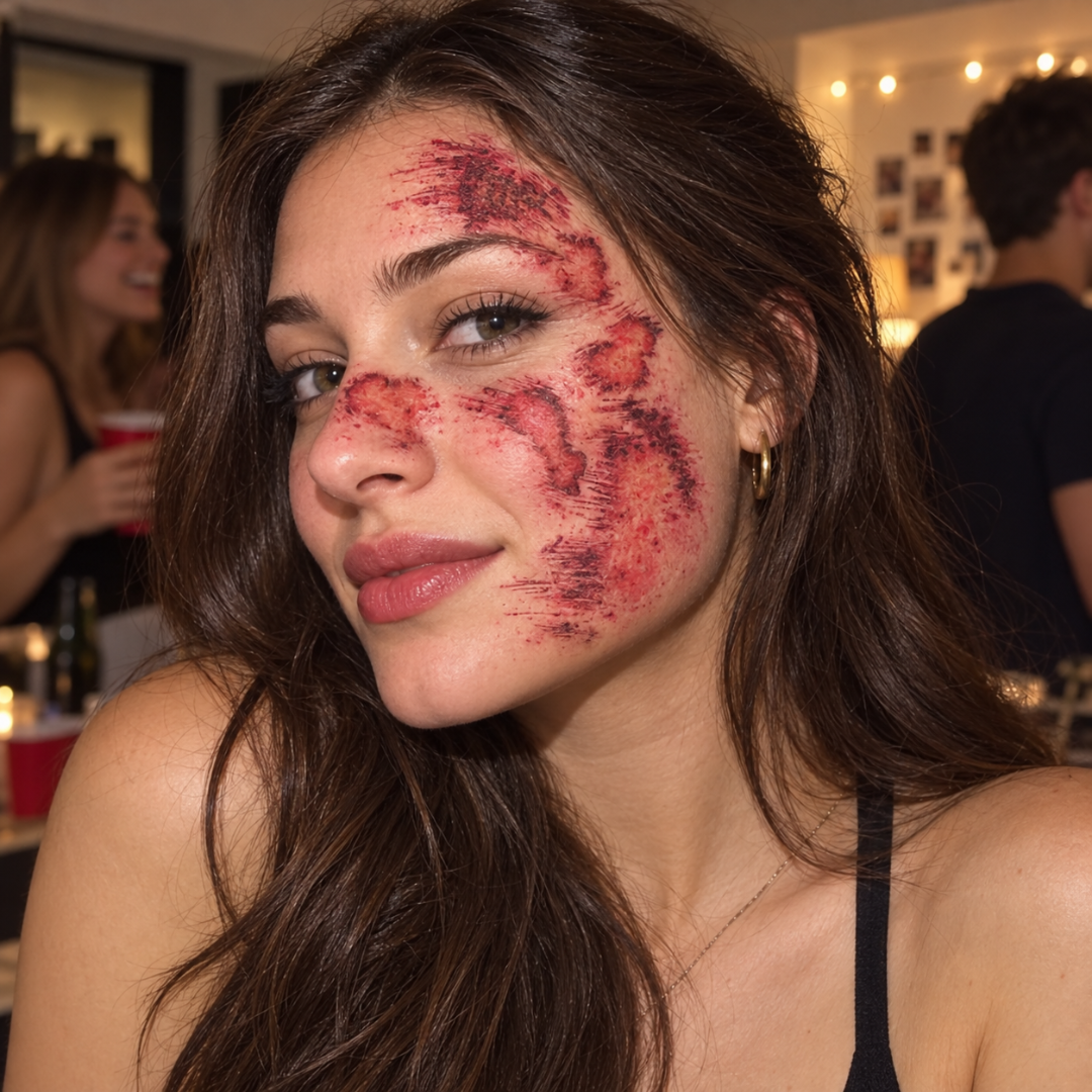 Bloody Face Scar Temporary Tattoo for Halloween Makeup & Costume