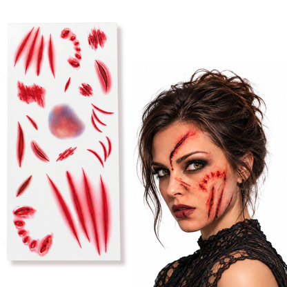 Bloody Nail Scratch Temporary Tattoo for Halloween Makeup & Costume