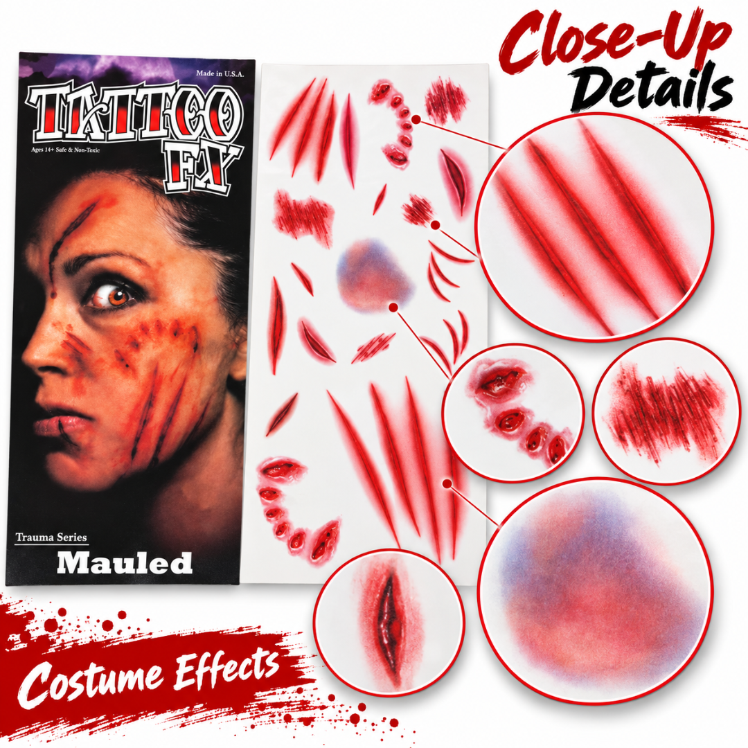 Bloody Nail Scratch Temporary Tattoo for Halloween Makeup & Costume