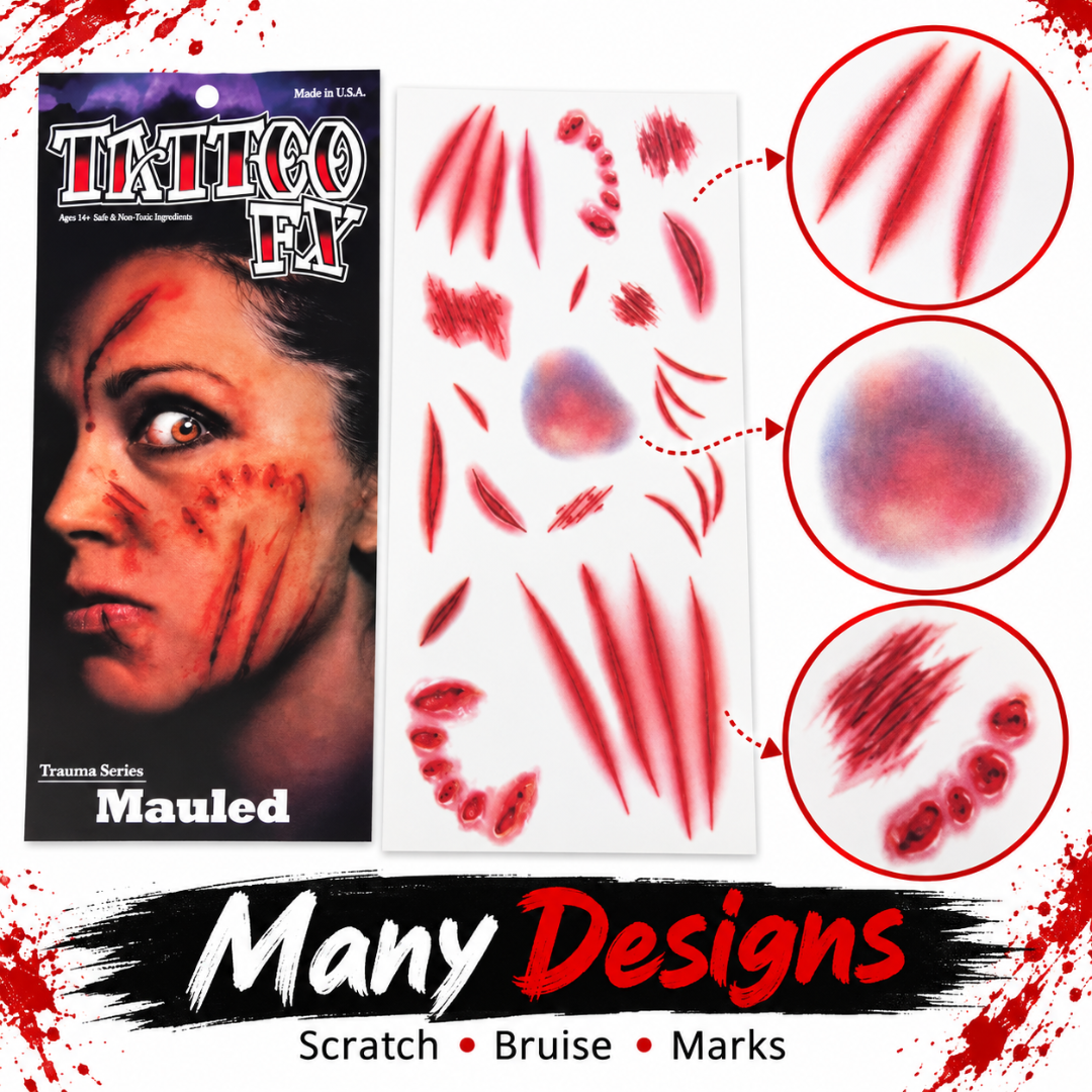 Bloody Nail Scratch Temporary Tattoo for Halloween Makeup & Costume