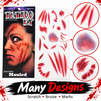 Bloody Nail Scratch Temporary Tattoo for Halloween Makeup & Costume